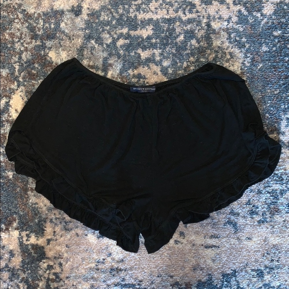 Brandy Melville Black Ruffle Hem Shorts